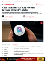 Aave launches iOS App for DeFi Savings With 6.5% Yields - Coinspeaker
