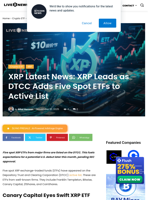 XRP Latest News: XRP Leads as DTCC Adds Five Spot ETFs to Active List | Live Bitcoin News