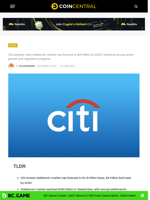 Citi Revises Stablecoin Market Cap Forecast to $4 Trillion by 2030