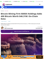 MARA Holdings Adds 400 Bitcoin Worth $46.31M: On-Chain Data