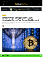 Bitcoin Price Struggles at $110K: Strategist Says It’s a Do-or-Die Moment - CoinCentral