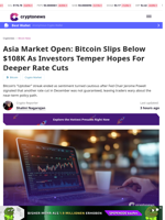 Bitcoin Slides Under $108K As Traders Cool Rate-Cut Hopes