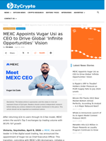 MEXC Appoints Vugar Usi as CEO to Drive Global ‘Infinite Opportunities’ Vision