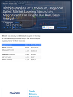 Bitcoin Trades Flat; Ethereum, Dogecoin Spike: Market Looking 'Absolutely Magnificent' For Crypto Bull Run, Says Analyst - Grayscale Bitcoin Mini Trust (BTC) Common units of fractional undivided beneficial interest (ARCA:BTC) - Benzinga