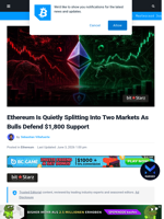 Ethereum Is Quietly Splitting Into Two Markets As Bulls Defend $1,800 Support | Bitcoinist.com