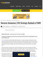 Numerai Announces $1M Strategic Buyback of NMR