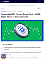 Cardano (ADA) Faces a Tough Test – Will It Break Down or Bounce Back?