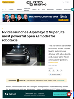Nvidia launches Alpamayo 2 Super, its most powerful open AI model for robotaxis