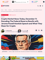 Crypto Market News Today, December 11: Decoding The Federal Reserve Results with Jerome Powell Hawkish Speech and What They Mean for Crypto - 99Bitcoins