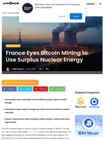 France Eyes Bitcoin Mining to Use Surplus Nuclear Energy | Live Bitcoin News