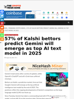 57% of Kalshi bettors predict Gemini will emerge as top AI text model in 2025 - The Crypto News Wire
