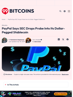 PayPal Says SEC Drops Probe Into Its Dollar-Pegged Stablecoin - 99Bitcoins