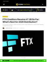FTX Creditors Receive $7.1B So Far: What’s Next for 2026 Distribution? - CoinCentral