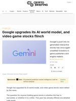 Google upgrades its AI world model, and video game stocks flinch