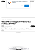 '30 XRP Sent': Ripple CTO Emeritus Fulfills XRP Offer - U.Today