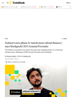 SOL news: Solana’s new phase is ‘much more about finance’ says Backpack CEO Ferrante