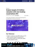 Kraken targets $15 billion valuation with new funding round before IPO