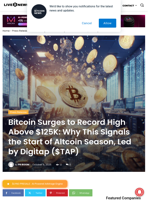 Bitcoin Surges to Record High Above $125K: Why This Signals the Start of Altcoin Season, Led by Digitap ($TAP) | Live Bitcoin News