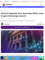 Gemini Expands Into Australia With Local Crypto Exchange Launch