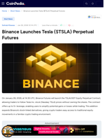 Binance Launches Tesla ($TSLA) Perpetual Futures