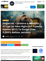 Dogecoin, Cardano & Remittix All Eye Up New Highs But Experts Favour $RTX To Surge Over 5,000% Before January | Live Bitcoin News