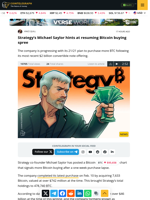 Strategy’s Michael Saylor hints at resuming Bitcoin buying spree