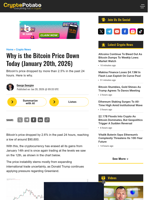 Why is the Bitcoin Price Down Today (January 20th, 2026)