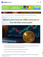 Monero price outlook: Is XMR due for a correction or deeper crash?