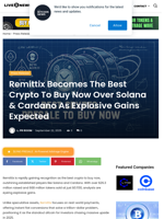 Remittix Becomes The Best Crypto To Buy Now Over Solana & Cardano As Explosive Gains Expected | Live Bitcoin News