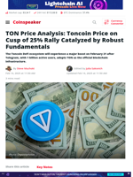 TON Price Analysis: Toncoin Price on Cusp of 25% Rally Catalyzed by Robust Fundamentals | Coinspeaker