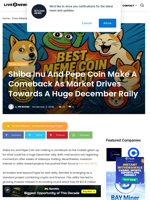 Shiba Inu And Pepe Coin Make A Comeback As Market Drives Towards A Huge December Rally | Live Bitcoin News