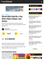 Bitcoin Rally Could Be a Trap Before Major Collapse, Says Analyst