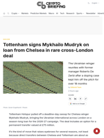 Tottenham signs Mykhailo Mudryk on loan from Chelsea in rare cross-London deal
