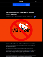 Reddit moderator bans Knots leader from r/Bitcoin