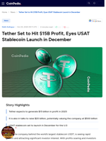 Tether Set to Hit $15B Profit, Eyes USAT Stablecoin Launch in December
