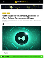 Cathie Wood Compares Hyperliquid to Early Solana Development Phase - CoinCentral