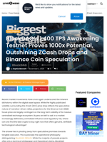 BlockDAG’s 1,400 TPS Awakening Testnet Proves 1000x Potential, Outshining ZCash Drops and Binance Coin Speculation | Live Bitcoin News