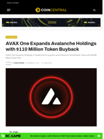 AVAX One Expands Avalanche Holdings with $110 Million Token Buyback
