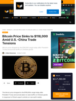 Bitcoin Price Sinks To $118,000 Amid New Trade Tensions