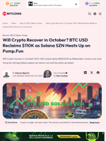 Will Crypto Recover? BTC USD Reclaims $110K Amid Solana SZN