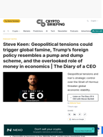 Steve Keen: Geopolitical tensions could trigger global famine, Trump's foreign policy resembles a pump and dump scheme, and the overlooked role of money in economics | The Diary of a CEO