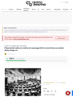 Polymarket odds on clarity act passage fall to record low as senate delay drags on