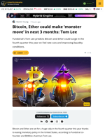 Bitcoin And Ether Could Surge In Q4, Says Fundstrat’s Tom Lee