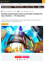 Nasdaq Tokenization May Split Stock Trading Across Markets: TD Securities