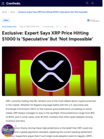 Exclusive: Expert Says XRP Price Hitting $1000 Is ‘Speculative’ But ‘Not Impossible’