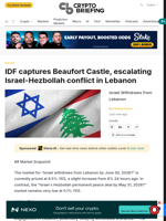 IDF captures Beaufort Castle, escalating Israel-Hezbollah conflict in Lebanon