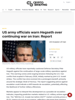 US army officials warn Hegseth over continuing war on Iran: Report
