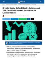 Crypto Social Data: Bitcoin, Solana, and XRP Dominate Market Sentiment in Latest Trends - Crypto News Flash