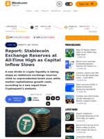 Report: Stablecoin Exchange Reserves at All-Time High as Capital Inflow Slows  – Markets and Prices Bitcoin News