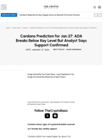 Cardano Prediction for Jan 27: ADA Breaks Below Key Level But Analyst Says Support Confirmed